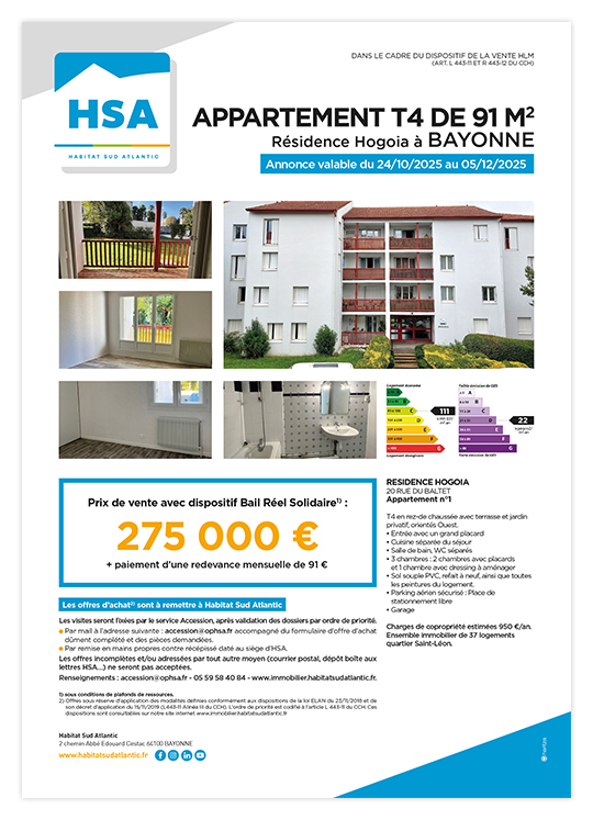 Résidence Hogoia à BAYONNE T4