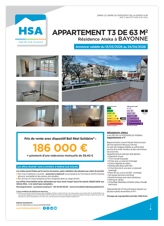 Résidence Ateka à BAYONNE T3