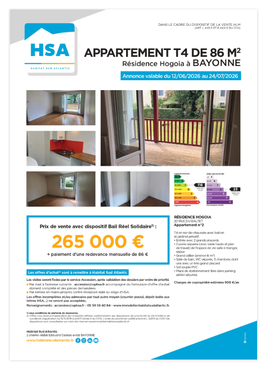 Résidence Hogoia à BAYONNE T4