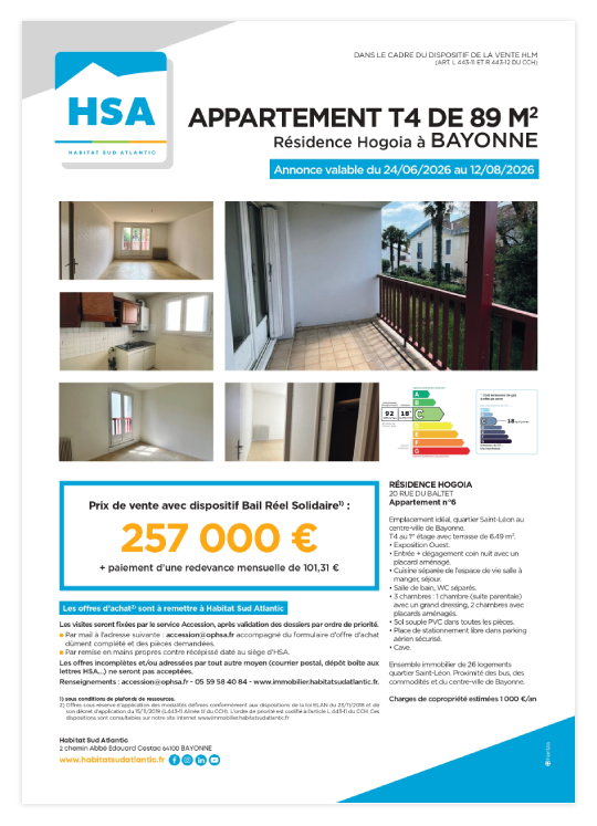 Résidence Hogoia à BAYONNE T4