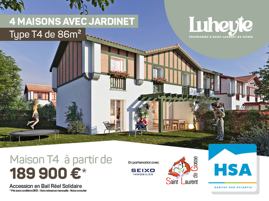 Programme Luheyte à Saint-Laurent-de-Gosse. Maisons avec jardinets de 86m2
