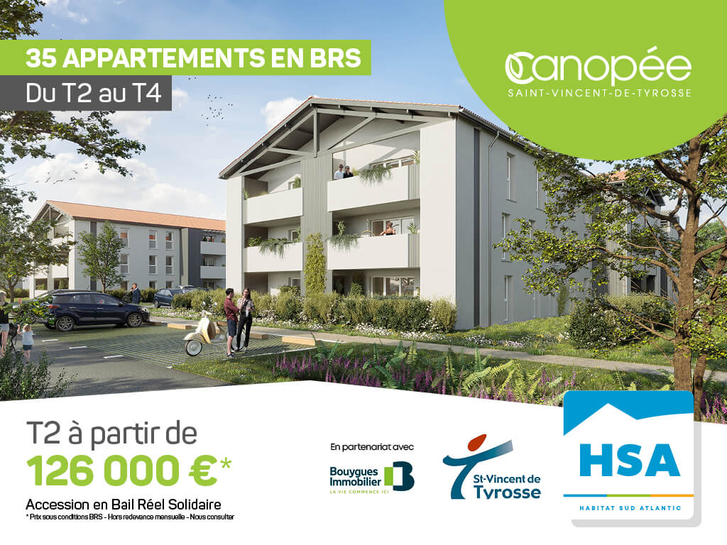 Canopée Colellectif à Saint-Vincent-de-Tyrosse. T2 à partir de 126 000€ en BRS