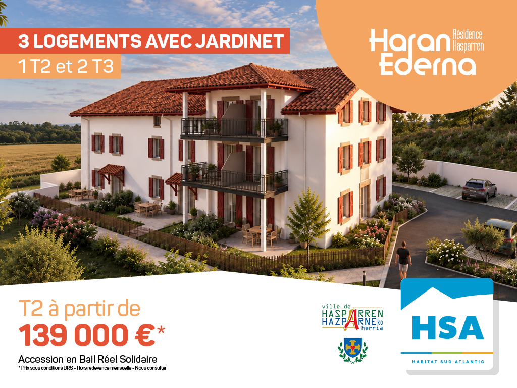 Programme Haran Ederna à Hasparren. T2 et T3 à partir de 139 000€